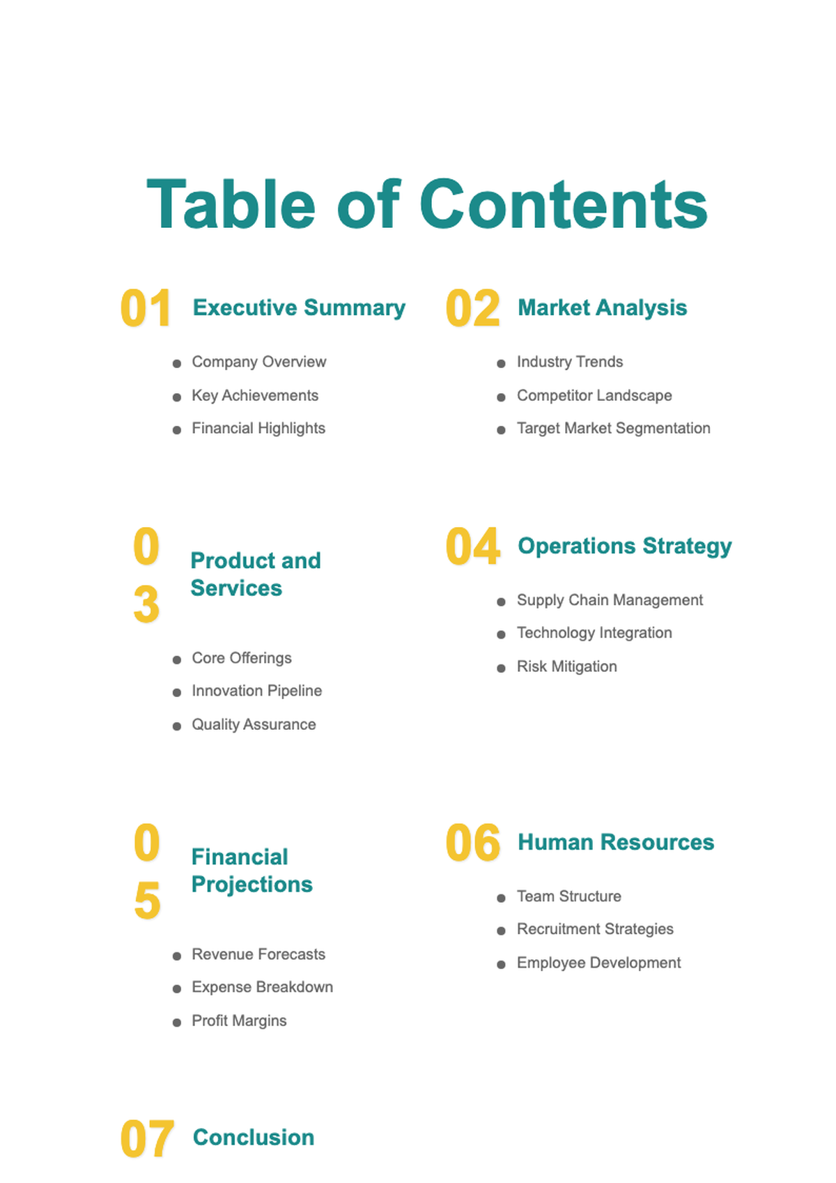 Professional business proposal table of contents slide with editable sections and modern design_variant_2
